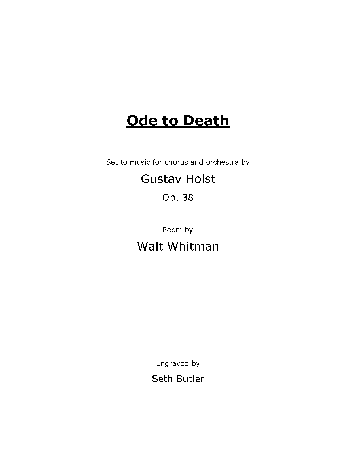 Ode to Death, Op.38