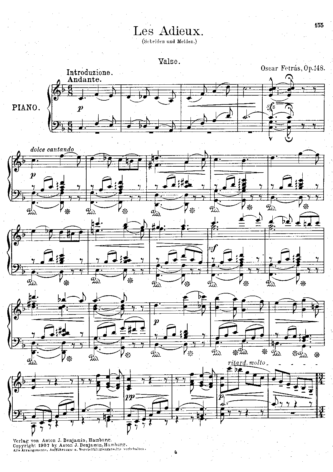 Les adieux, Op.148