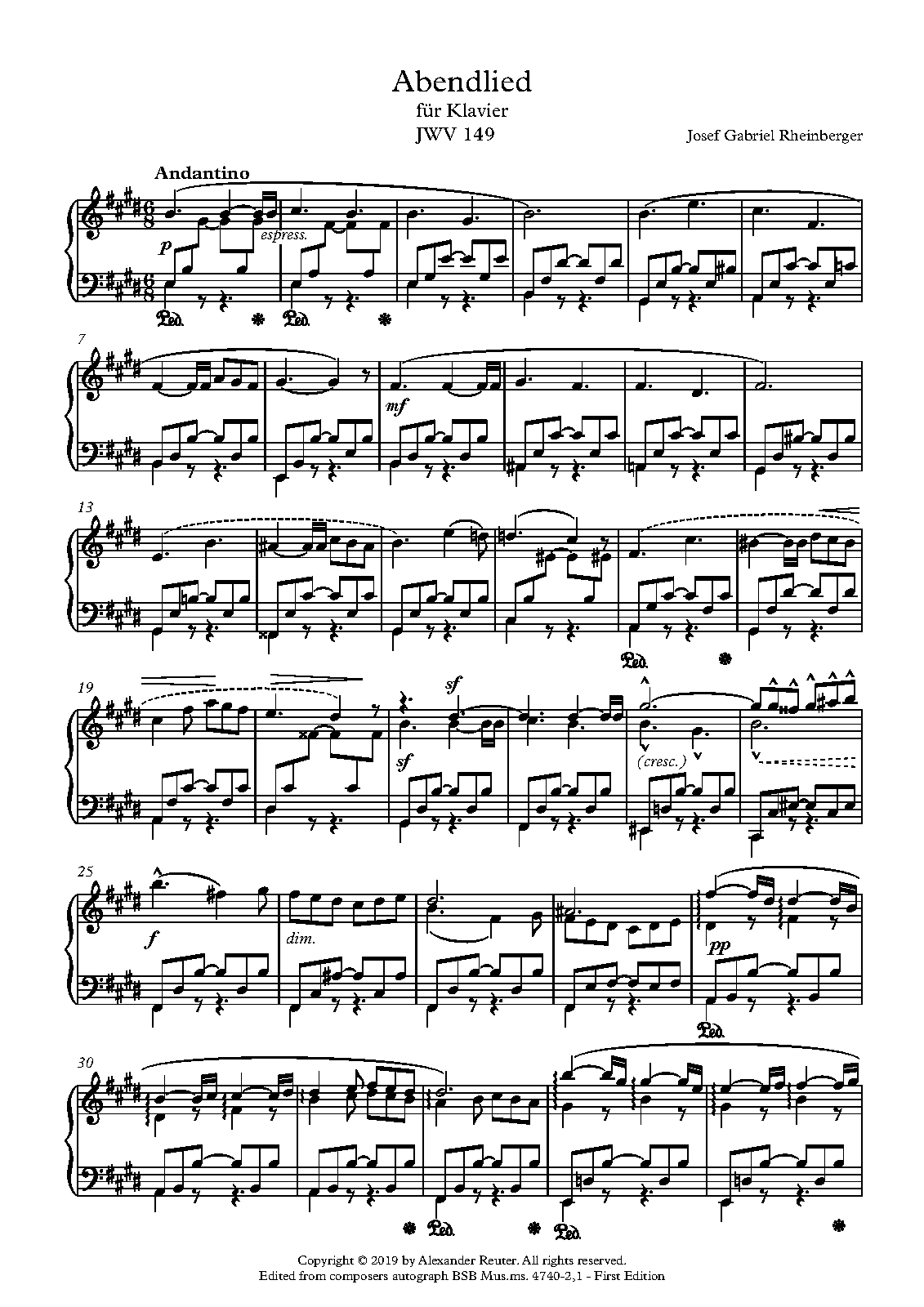 Abendlied, JWV 149