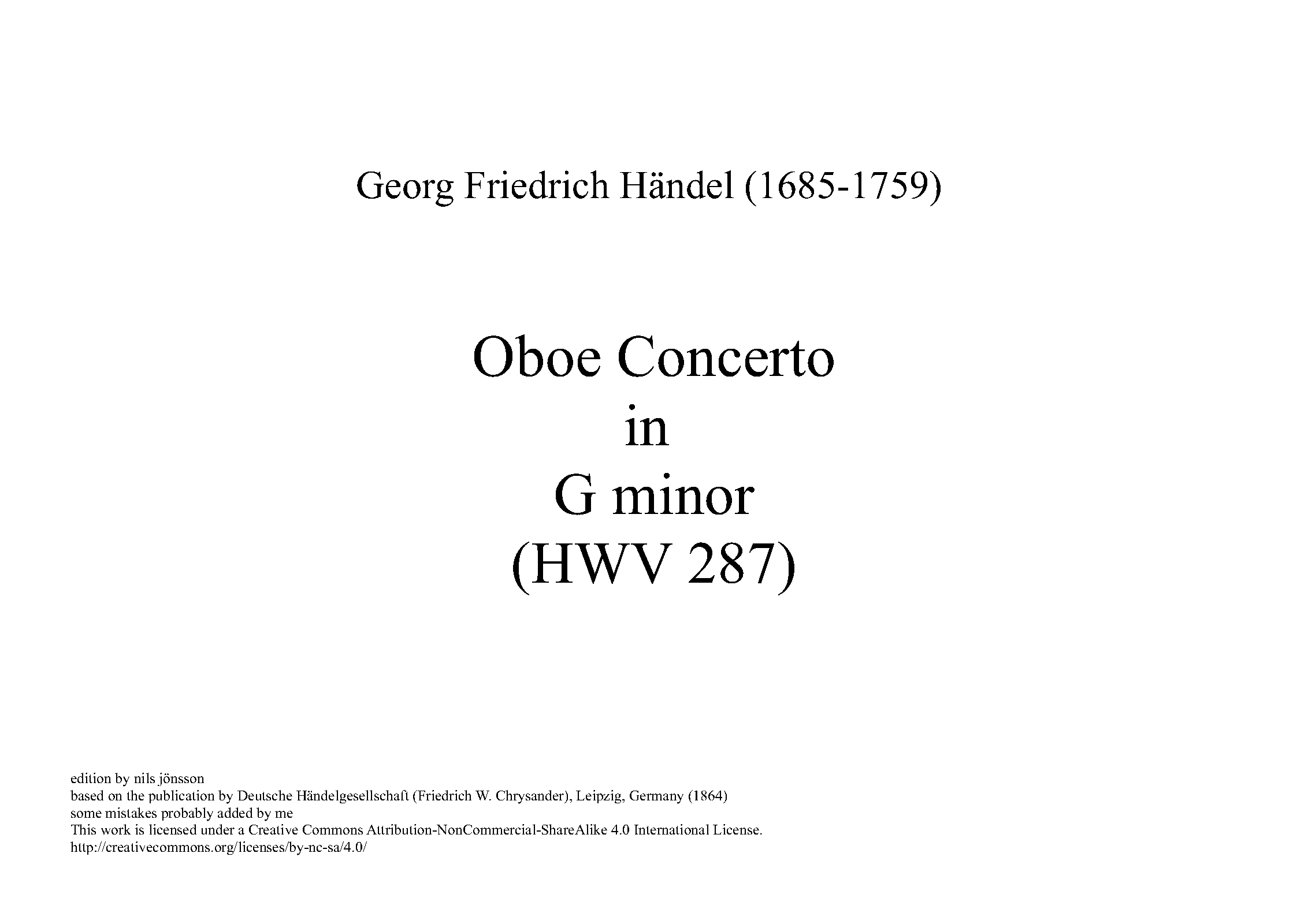 Oboe Concerto in G minor, HWV 287