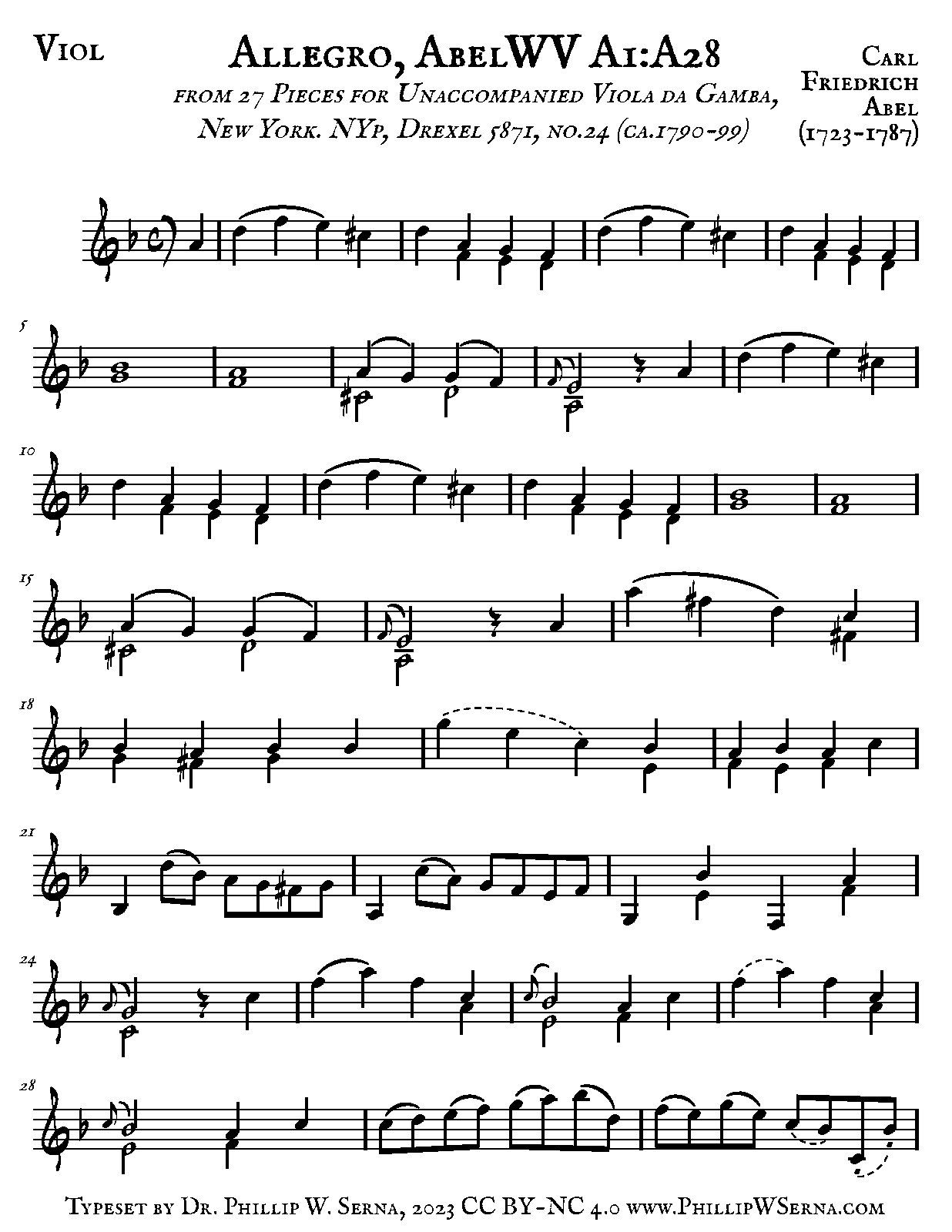 27 Pieces for Bass Viol