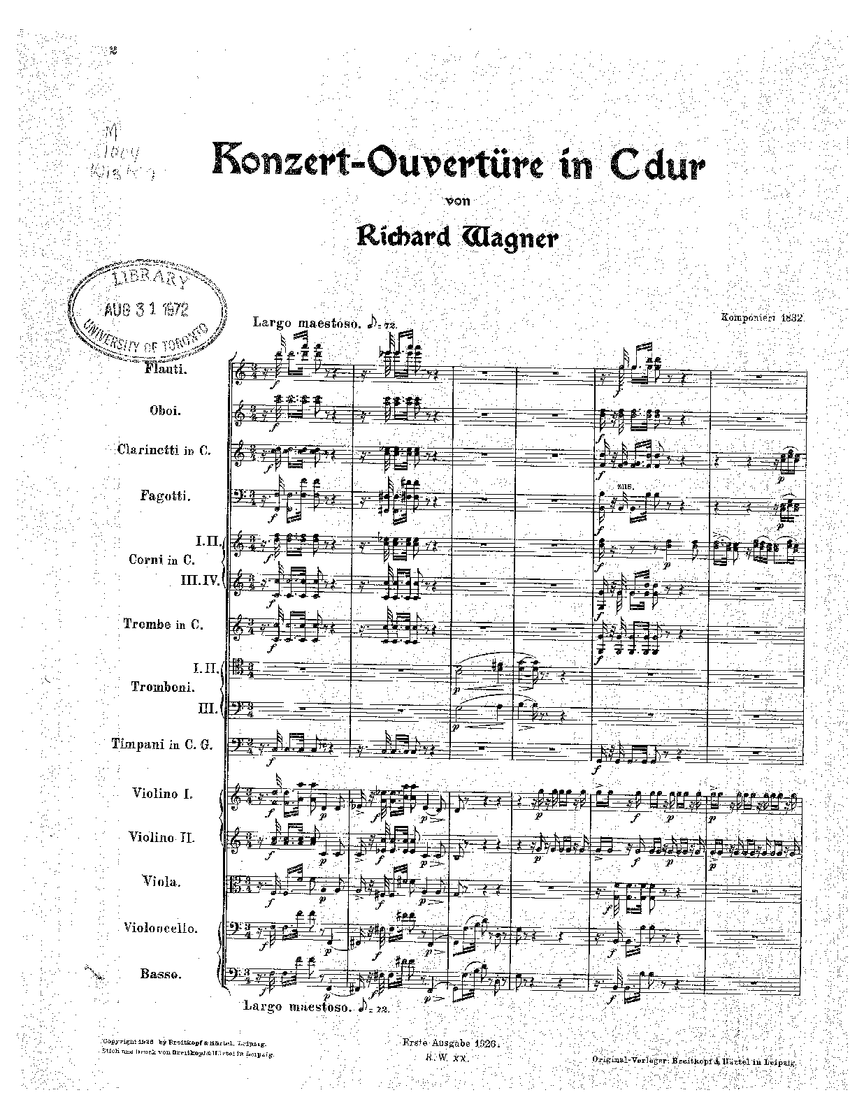 Concert Overture No.2 in C major, WWV 27