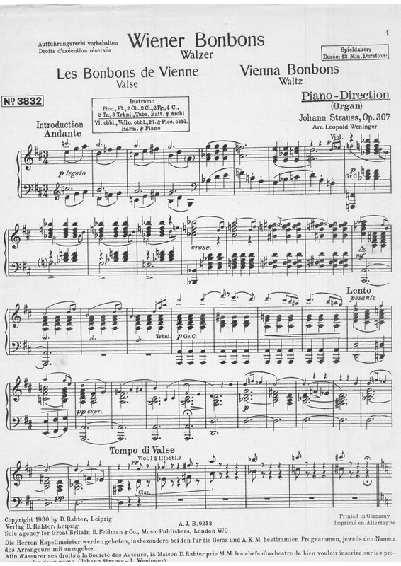 Wiener Bonbons Walzer, Op.307