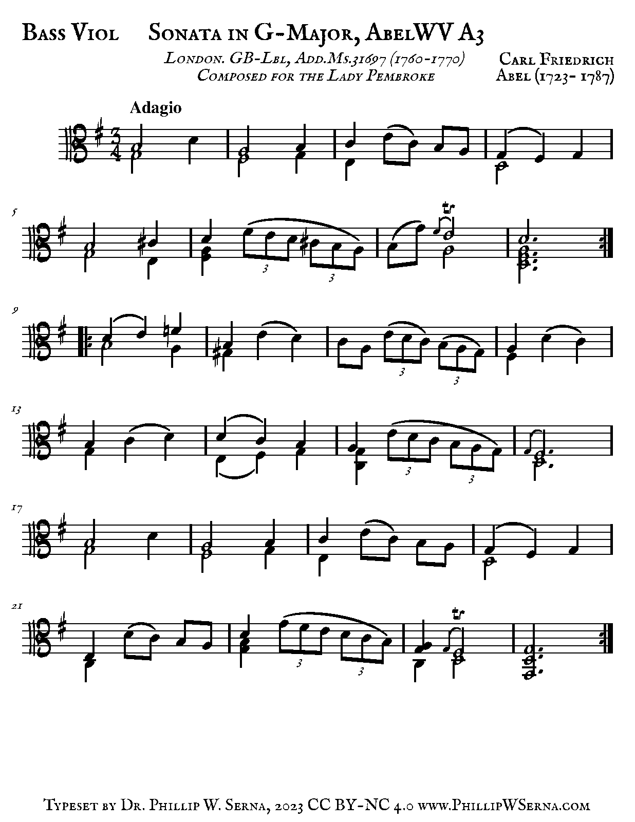 Viola da Gamba Sonata in G major, WK 155