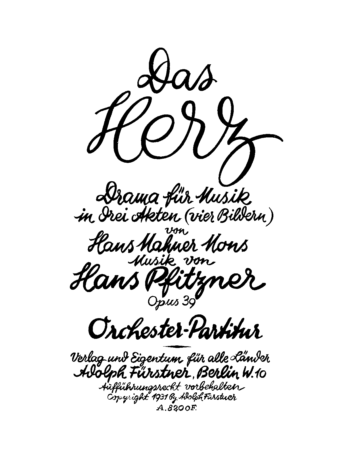 Das Herz, Op.39