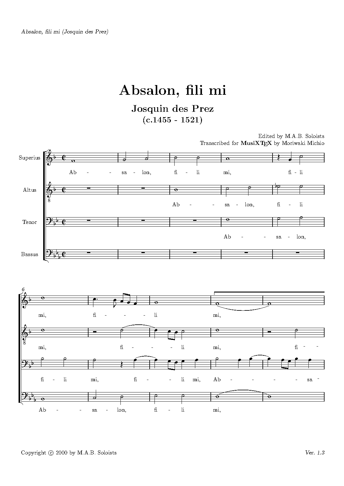 Absalon fili mi, NJE 14.1