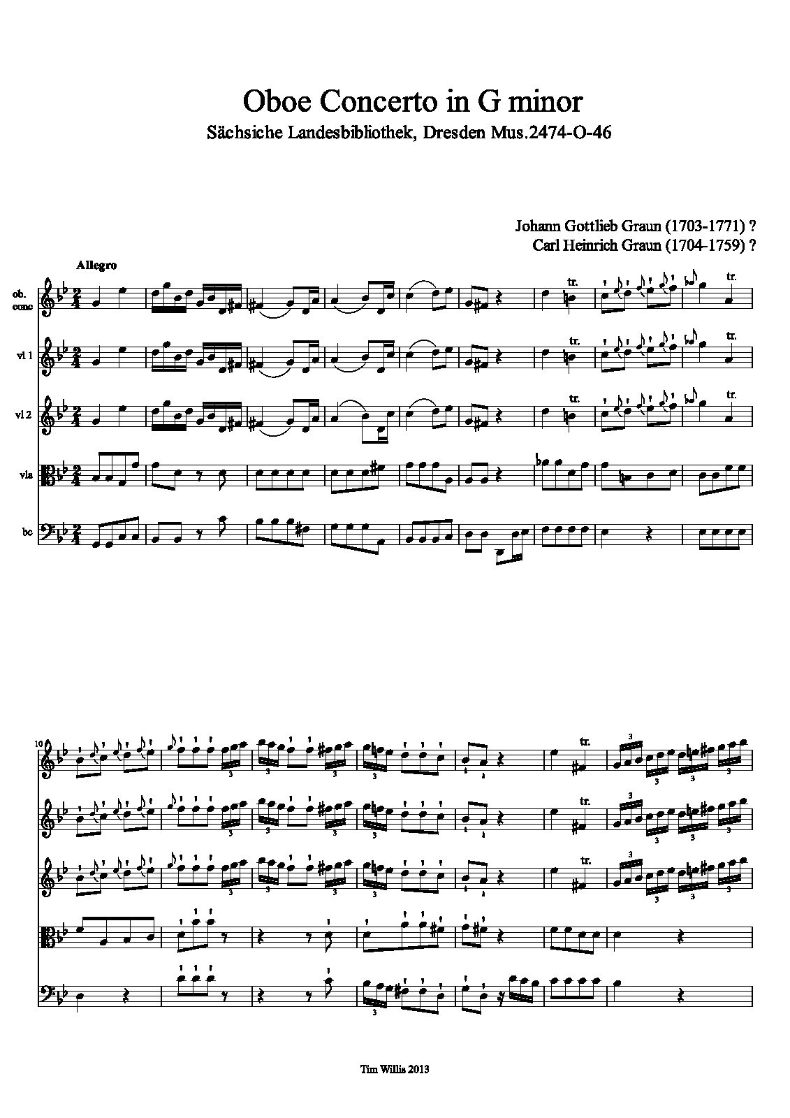 Oboe Concerto in G minor, GraunWV Cv:XIII:144