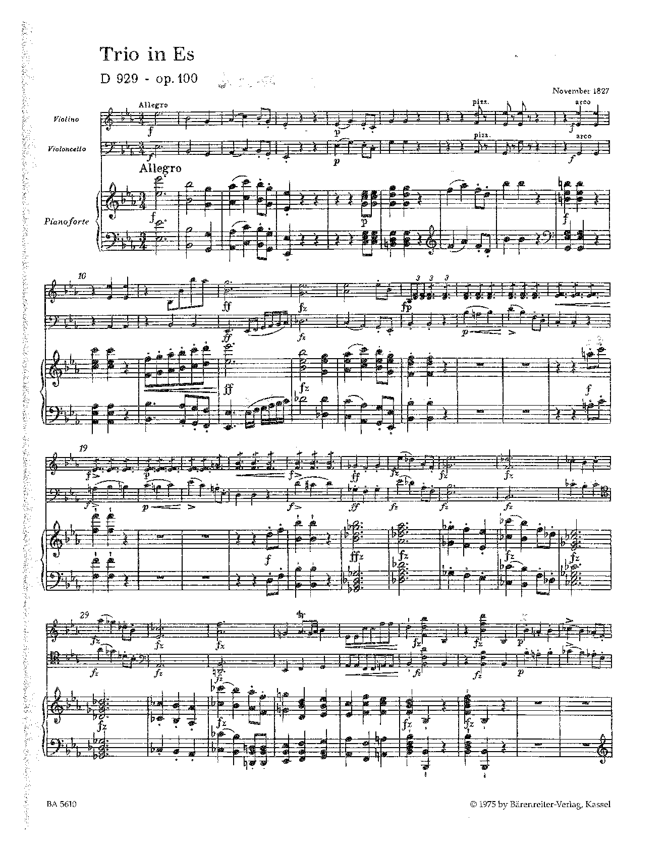 Piano Trio in E-flat major, D.929