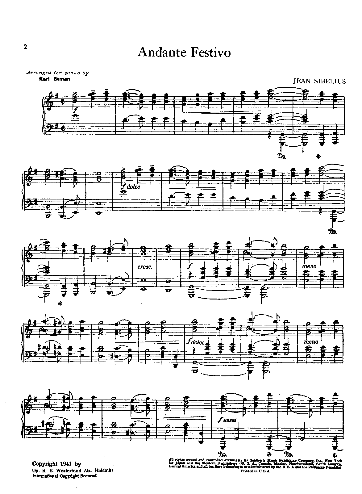 Andante festivo, JS 34