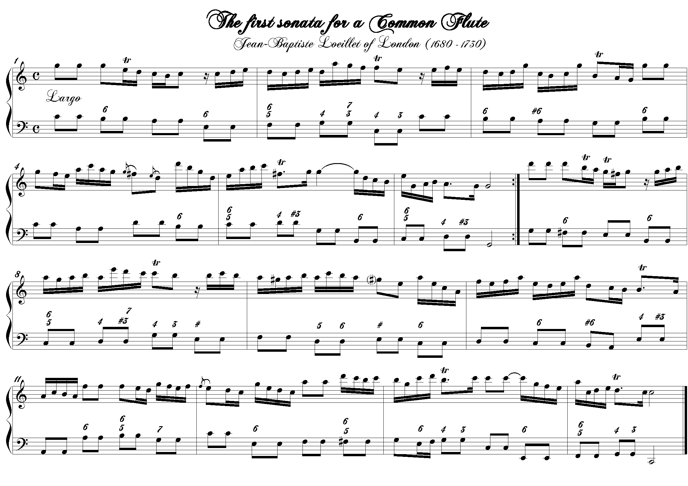 Recorder Sonata in C major, Op.3 No.1