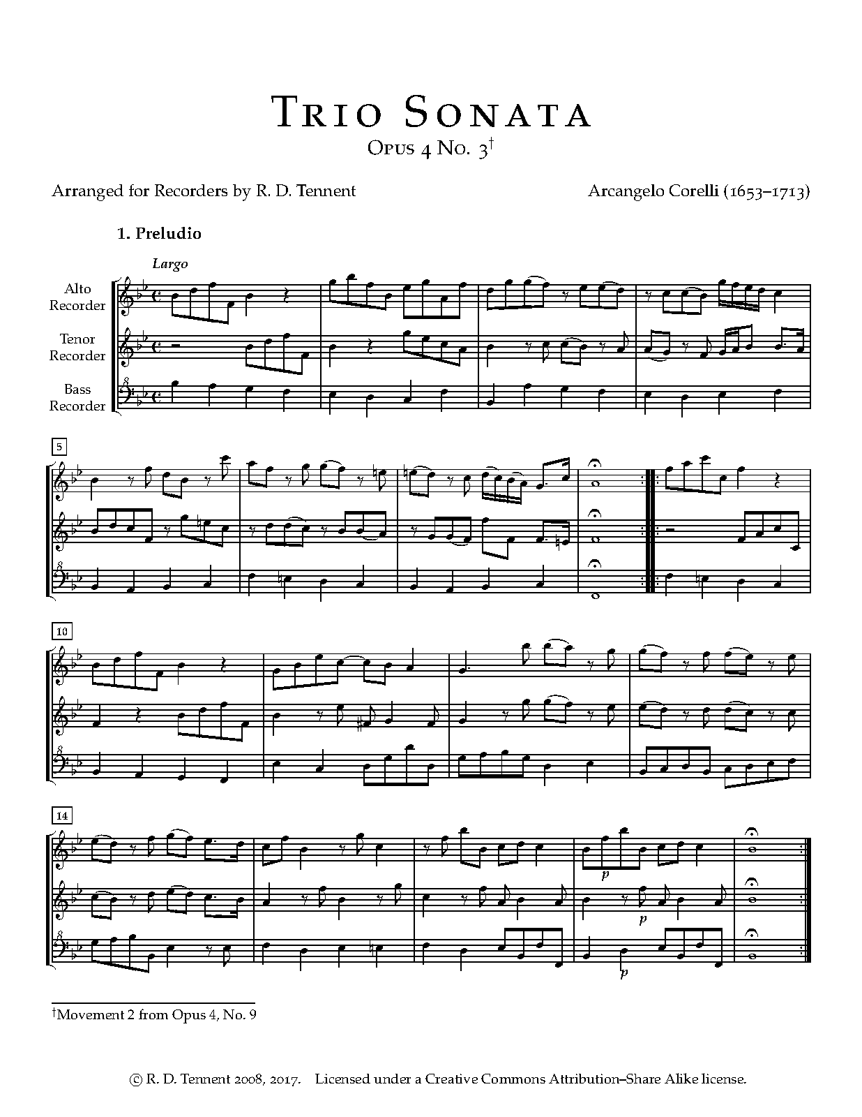 Trio Sonata in A major, Op.4 No.3