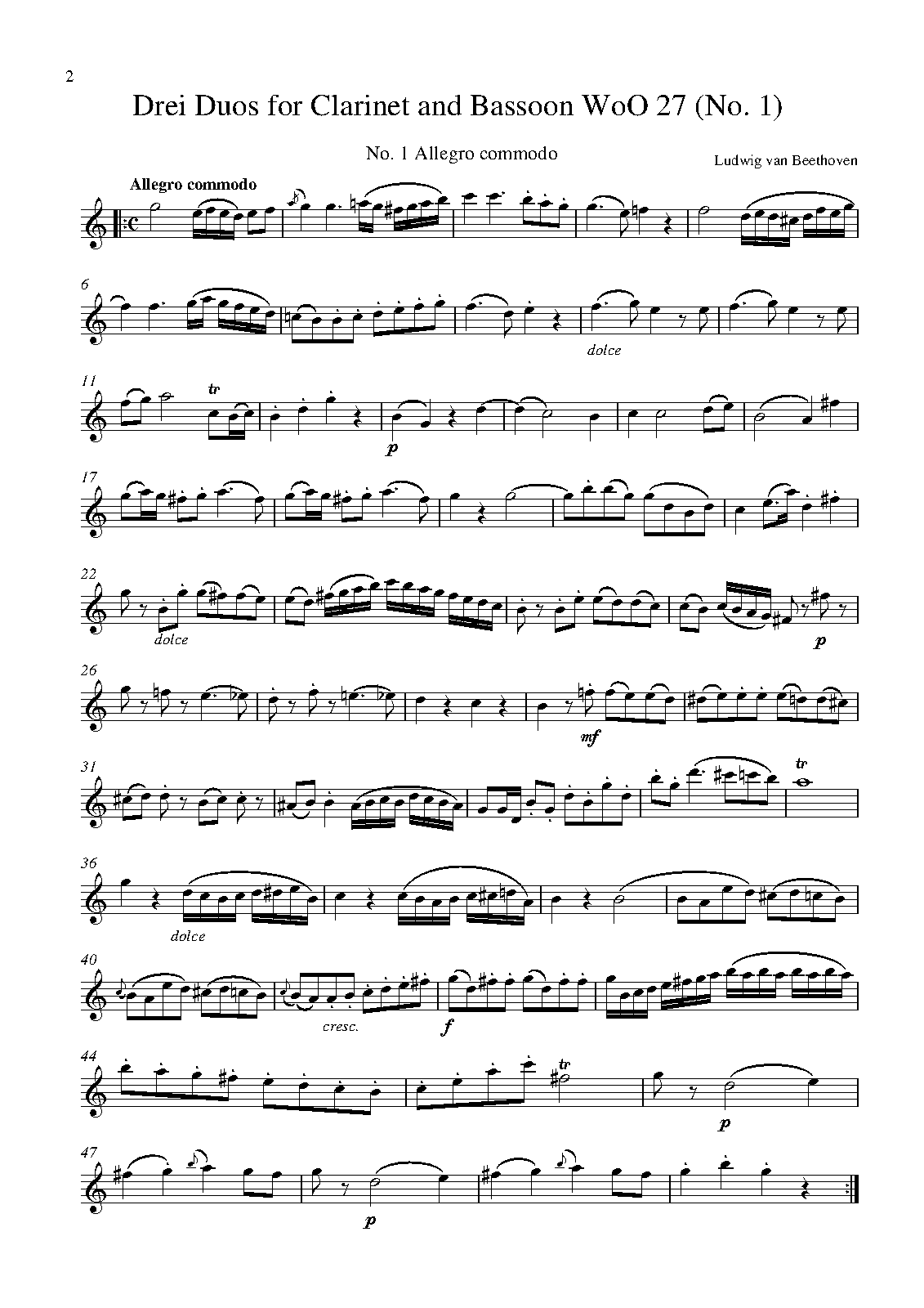 3 Duets for Clarinet and Bassoon, WoO 27
