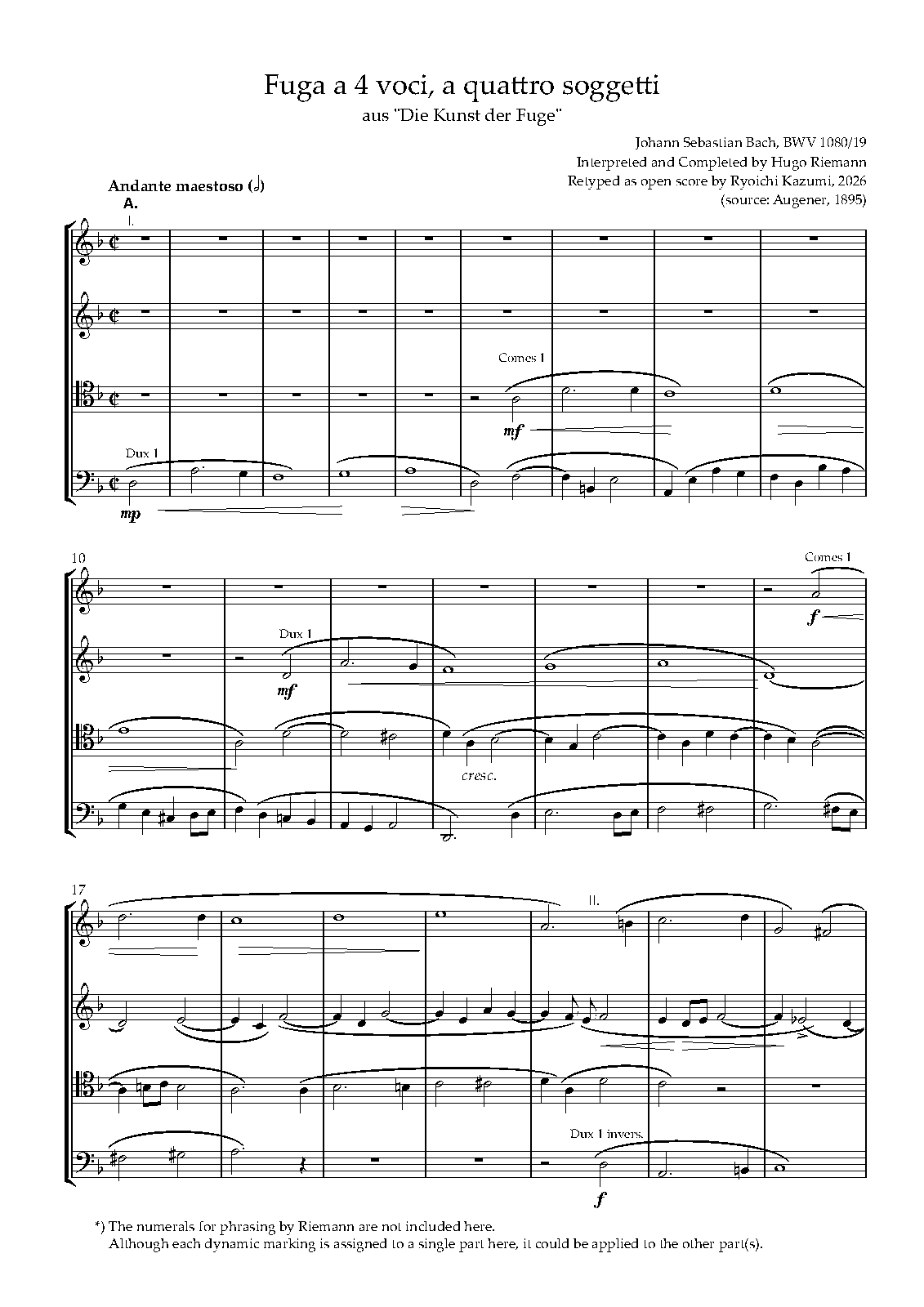 Die Kunst der Fuge, BWV 1080
