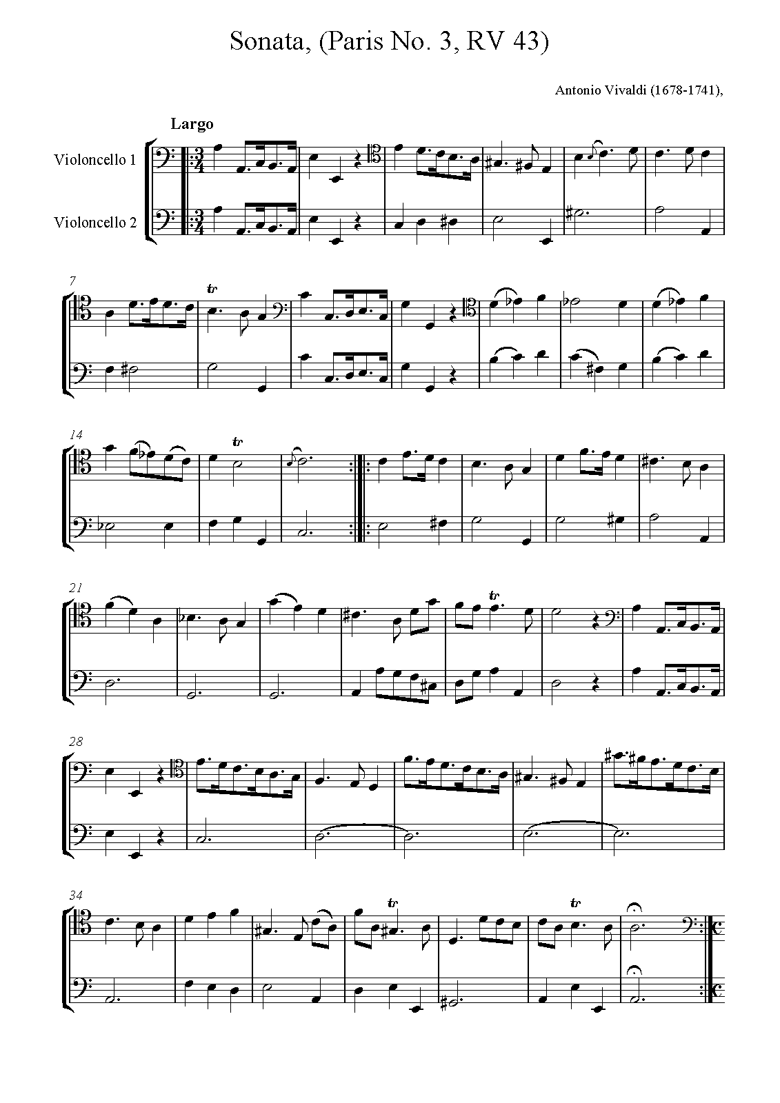 Cello Sonata in A minor, RV 43