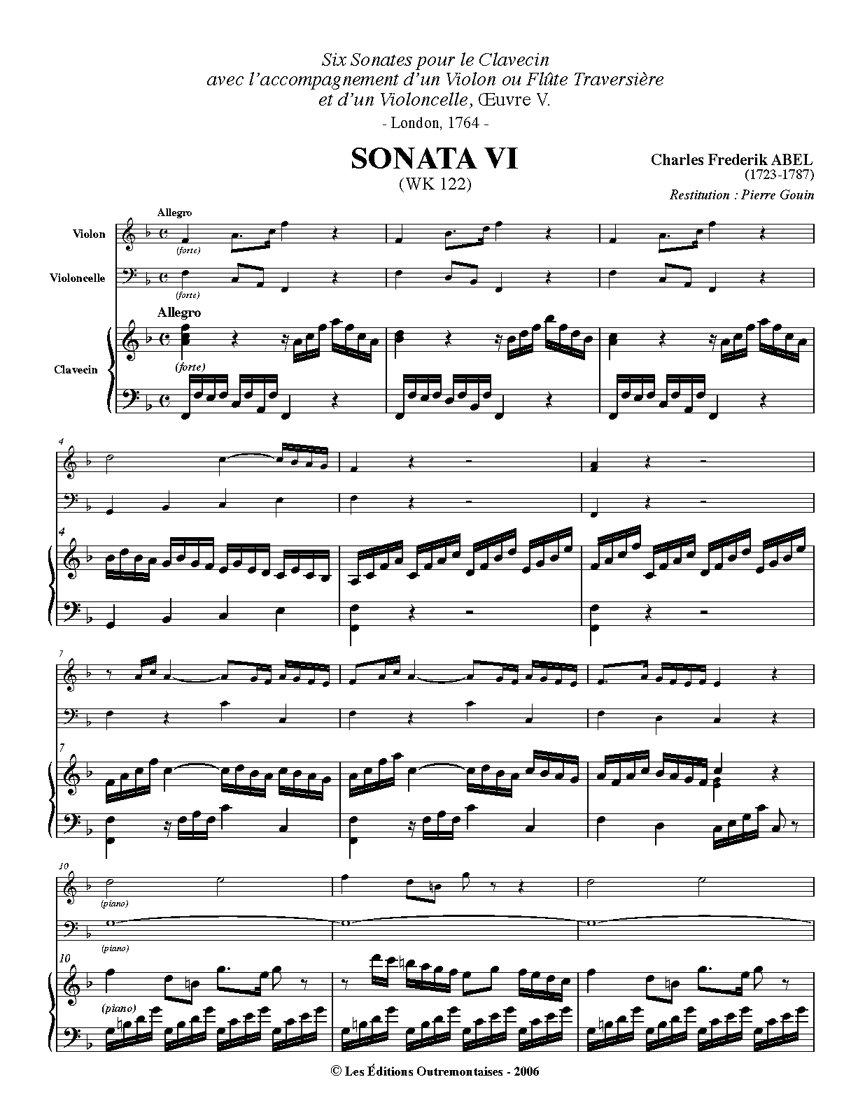 Trio Sonata in F major, WK 122