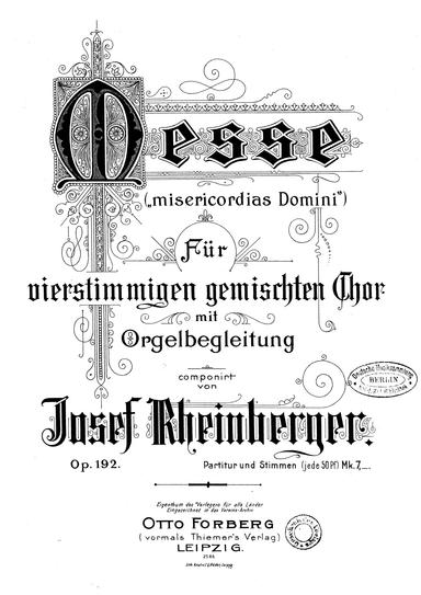Missa Misericordias Domini, Op.192