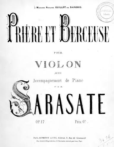 Prière et berceuse, Op.17