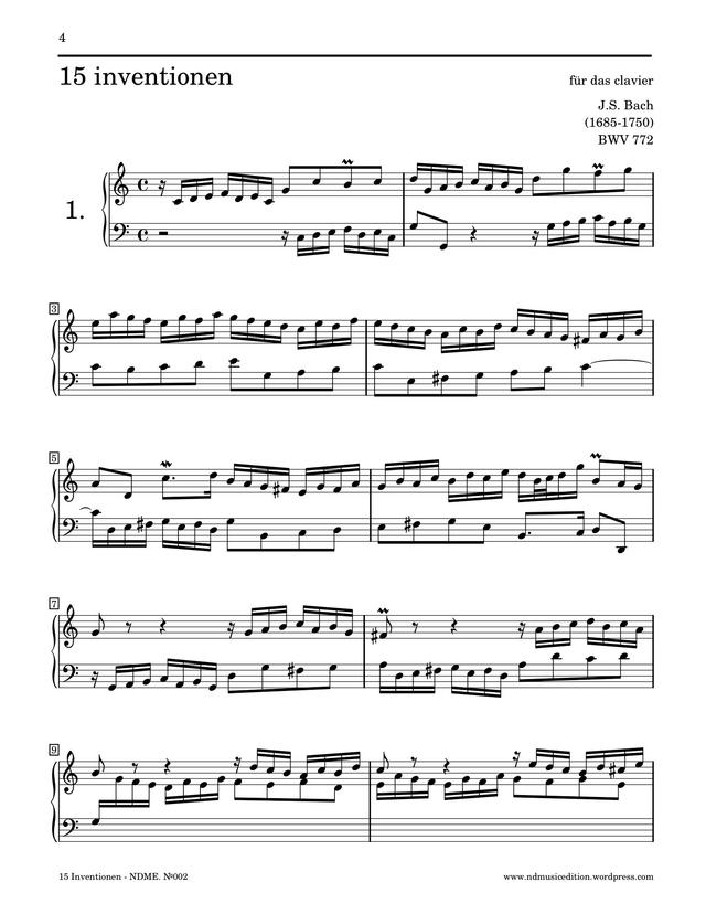 15 Inventions, BWV 772-786